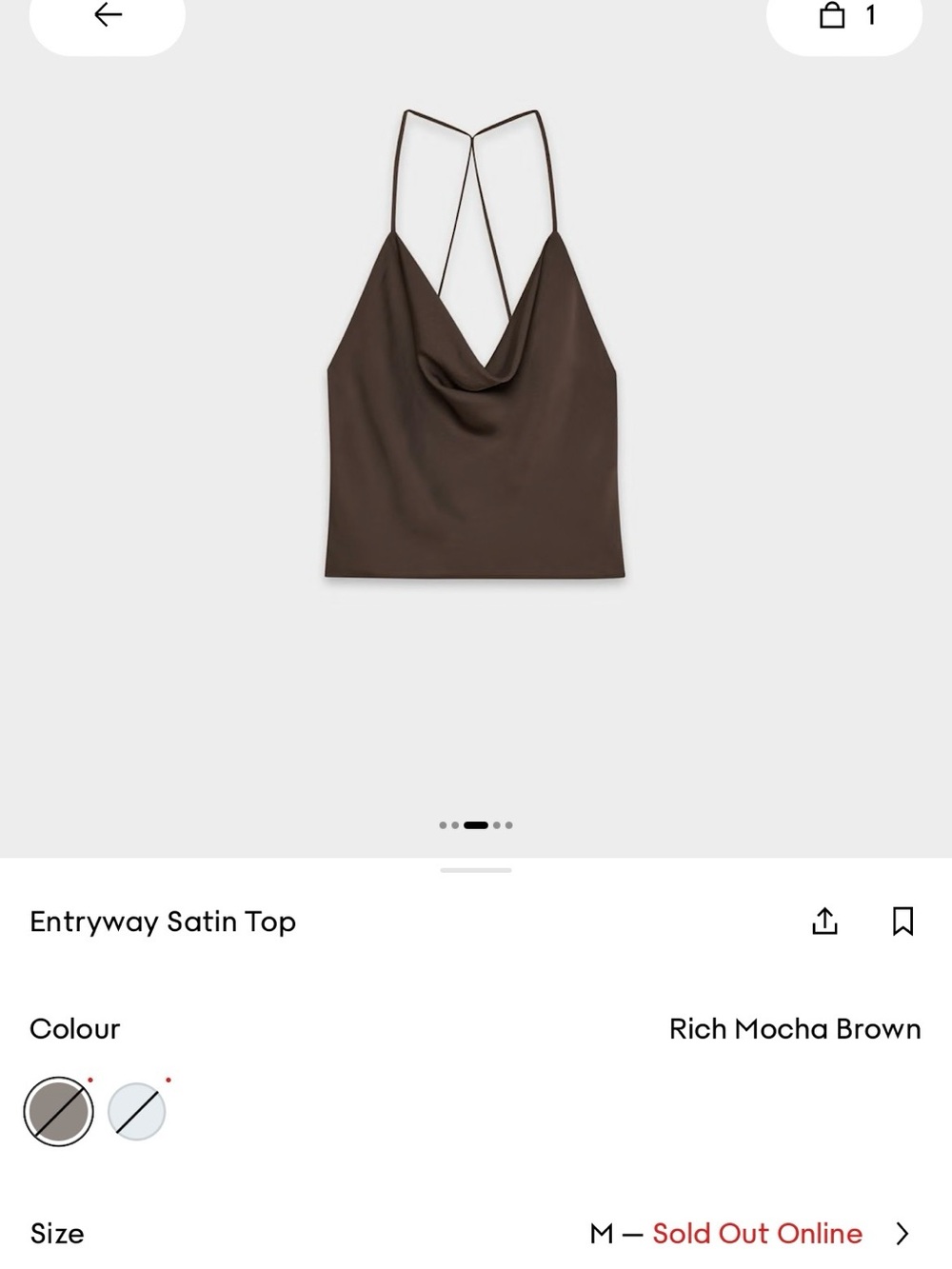 Aritzia Entryway Satin Cowl Camisole — Rich Mocha Brown